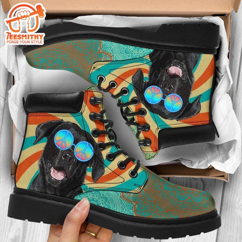 Black Labrador Dog Boots Shoes Hippie Style Funny