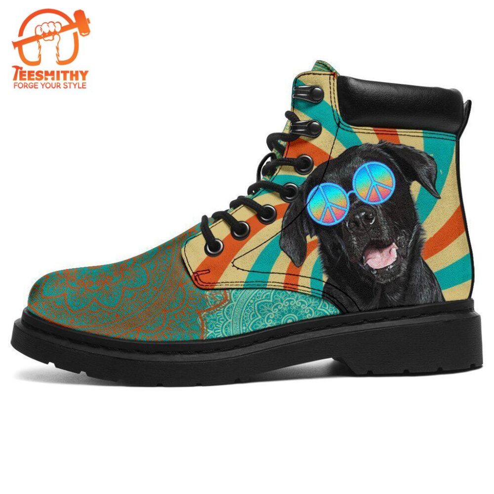 Black Labrador Dog Boots Shoes Hippie Style Funny