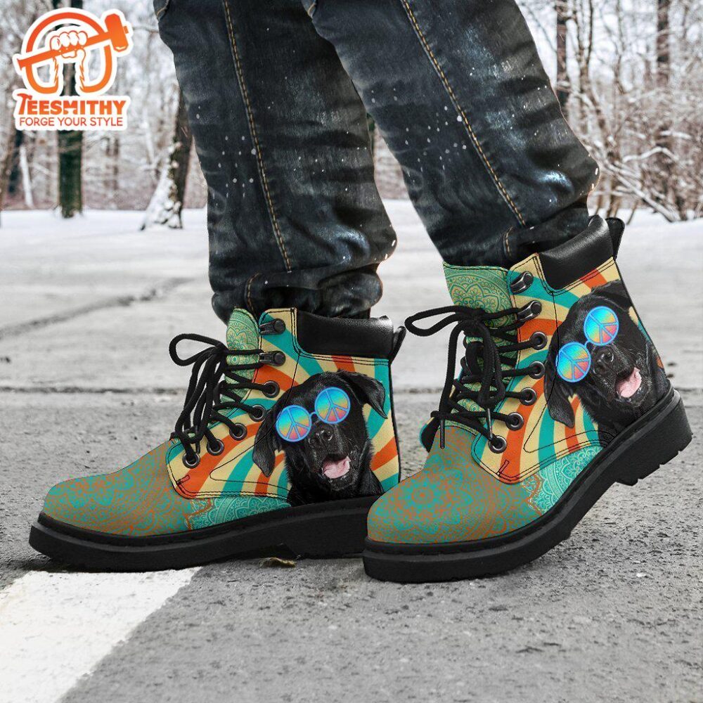 Black Labrador Dog Boots Shoes Hippie Style Funny