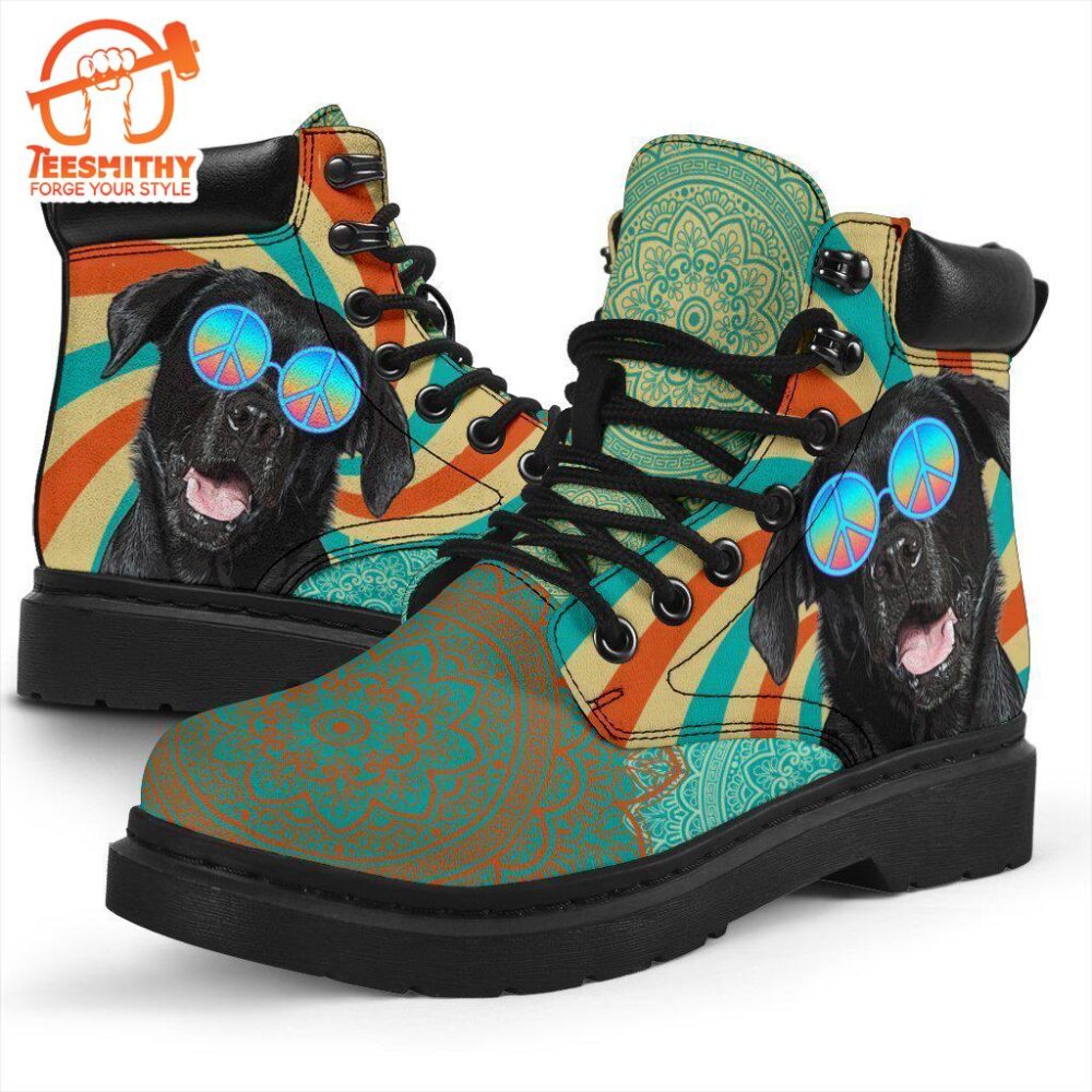 Black Labrador Dog Boots Shoes Hippie Style Funny