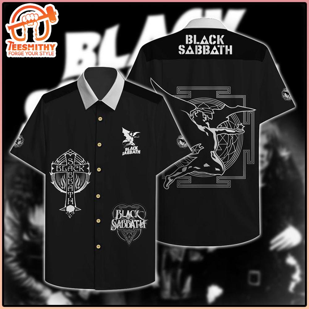 Black Sabbath Angel & Cross Short Sleeve Aloha Shirt