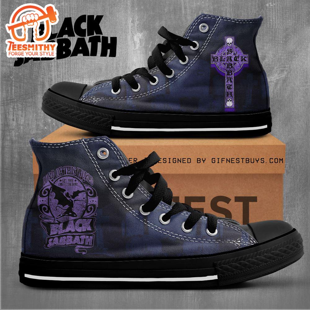 Black Sabbath Purple Cross, Black Sabbath High Top Canvas Shoes , Black Sabbath Gift