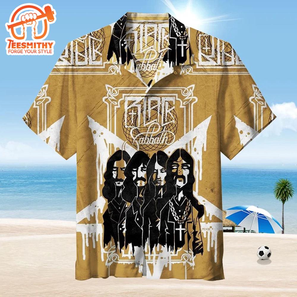 Black Sabbath Retro Portrait Short Sleeve Aloha Shirt