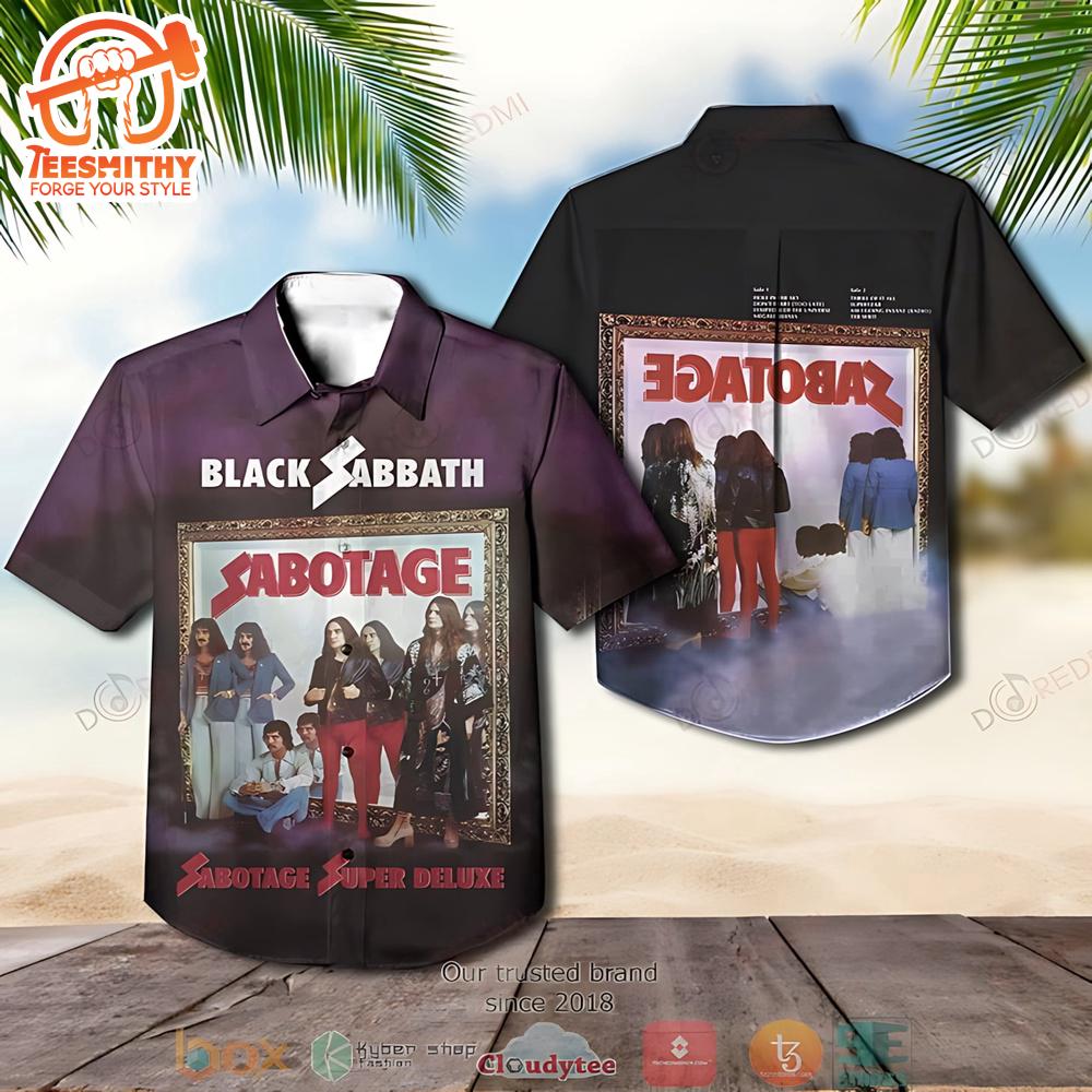 Black Sabbath Sabotage Album Short Sleeve Aloha Shirt