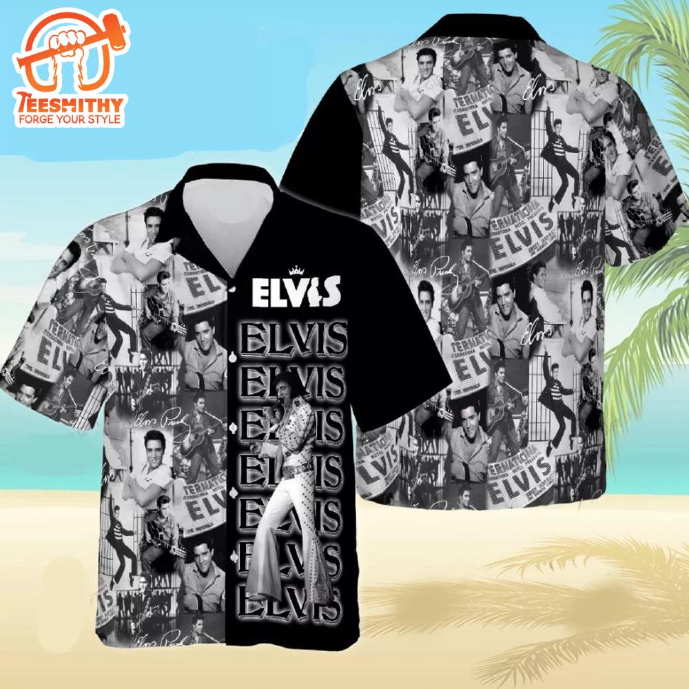 Black & White Elvis Extravaganza Hawaiian Aloha Shirts