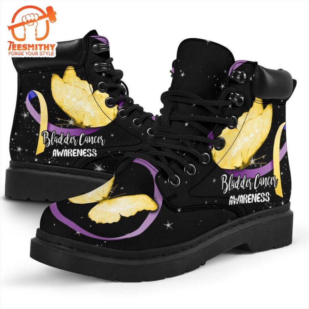 Bladder Cancer Awareness Boots Ribbon Butterfly Shoes