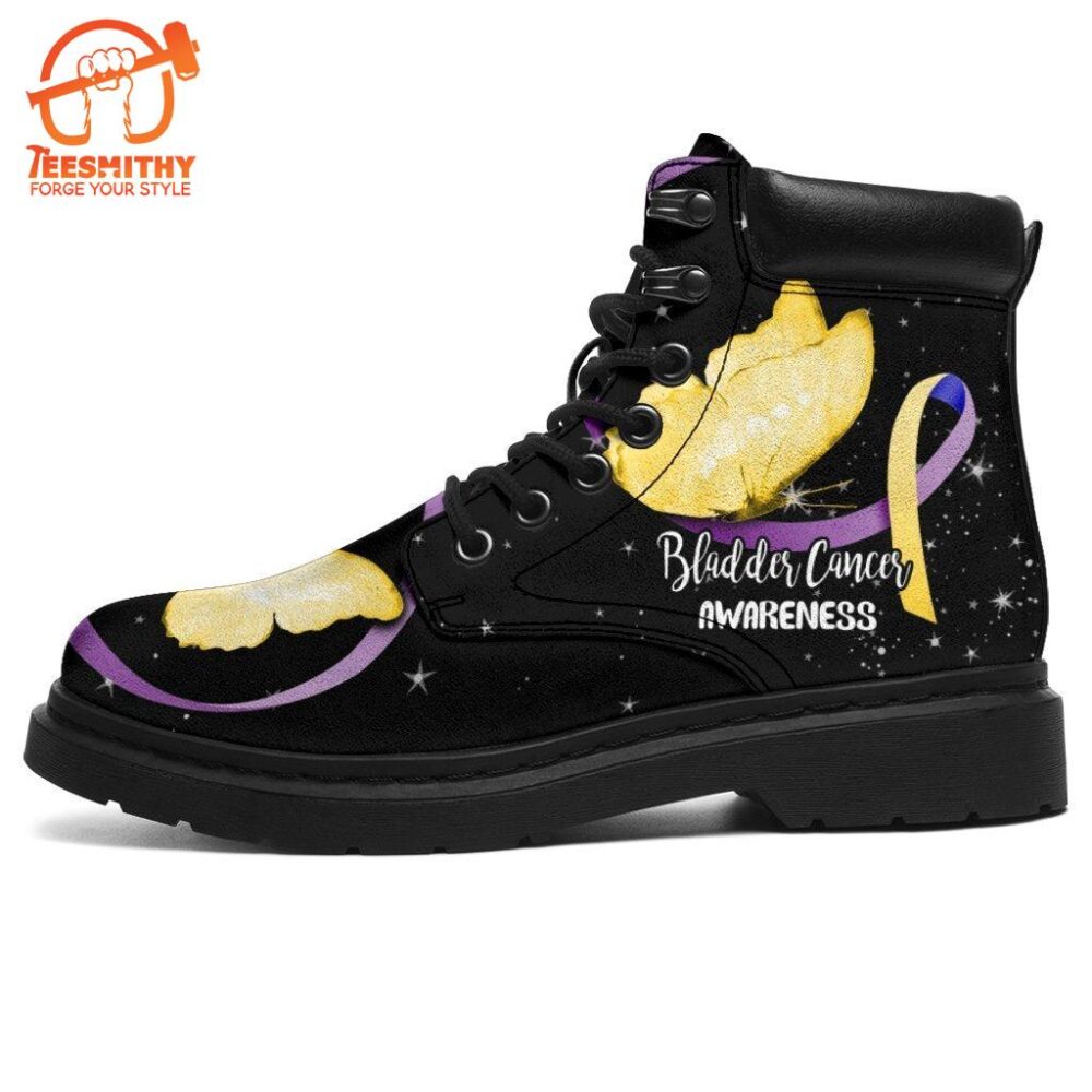 Bladder Cancer Awareness Boots Ribbon Butterfly Shoes