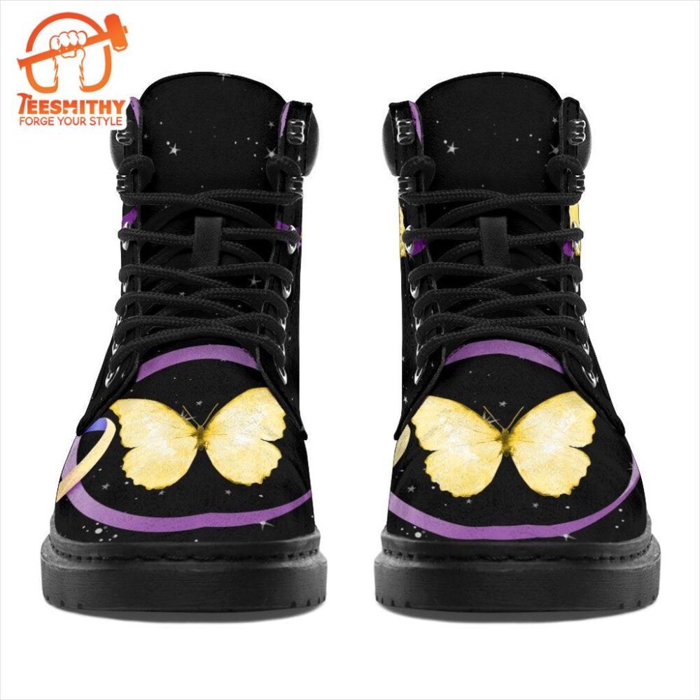 Bladder Cancer Awareness Boots Ribbon Butterfly Shoes