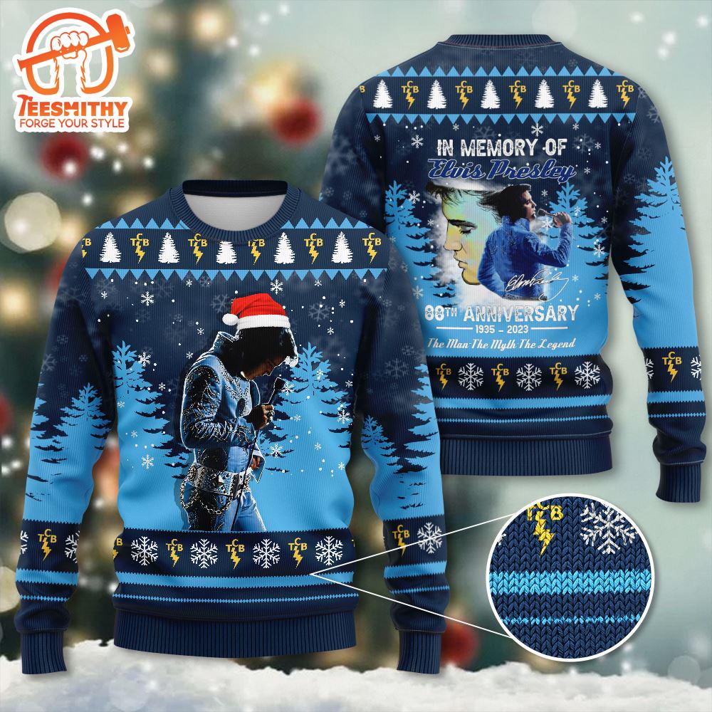 Blue Christmas Elvis Presley 3D Ugly Sweater