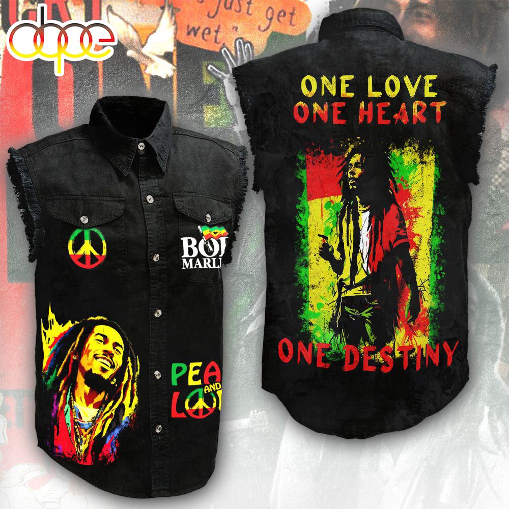 Bob Marley 3D Lightweight Sleeveless Denim Shirt