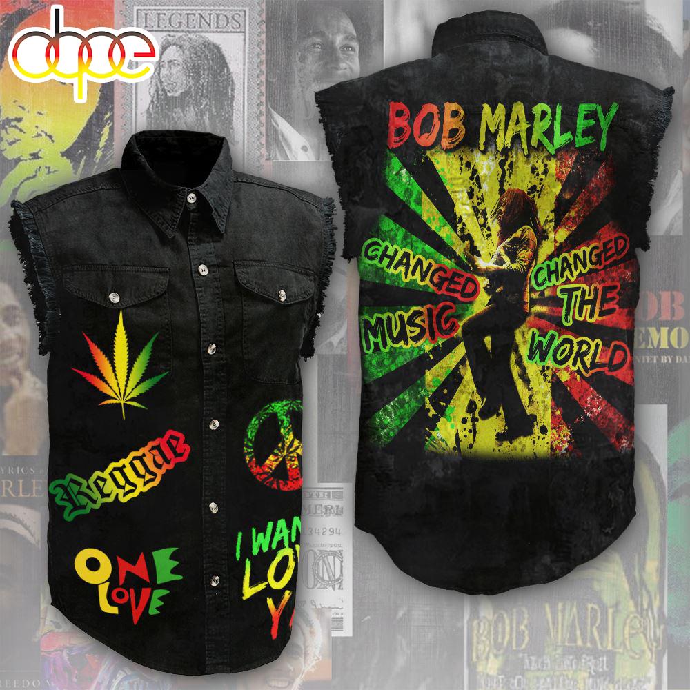 Bob Marley 3D Sleeveless Denim Shirt For Men And Women