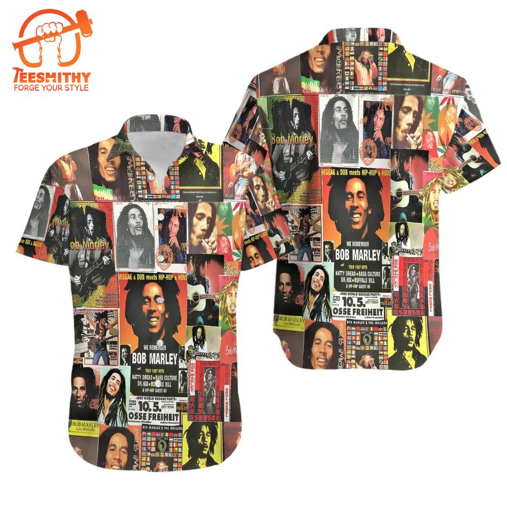 Bob Marley Music Collage Hawaiian Aloha Shirts