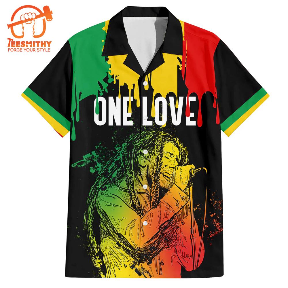 Bob Marley One Love Rasta Hawaiian Aloha Shirts