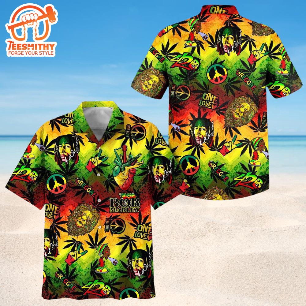 Bob Marley One Love Reggae Hawaiian Aloha Shirts