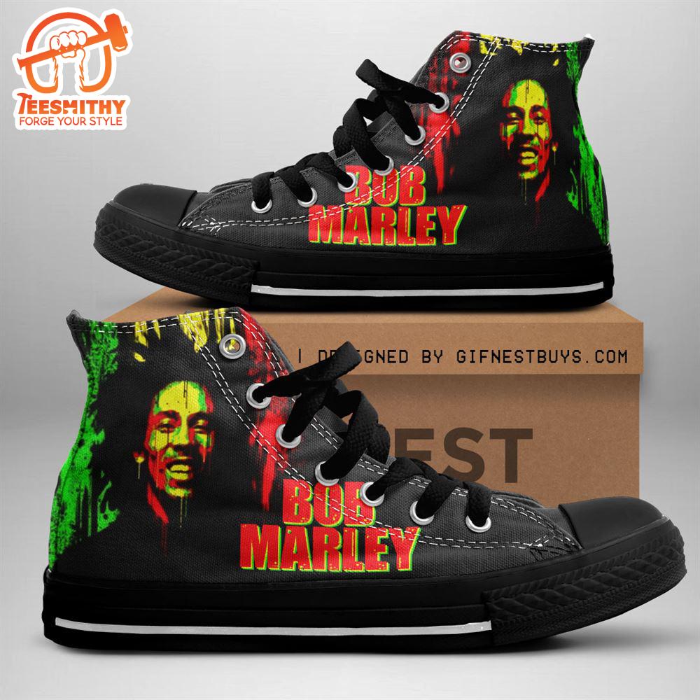 Bob Marley Portrait, Bob Marley High Top Canvas Shoes, Bob Marley Fan