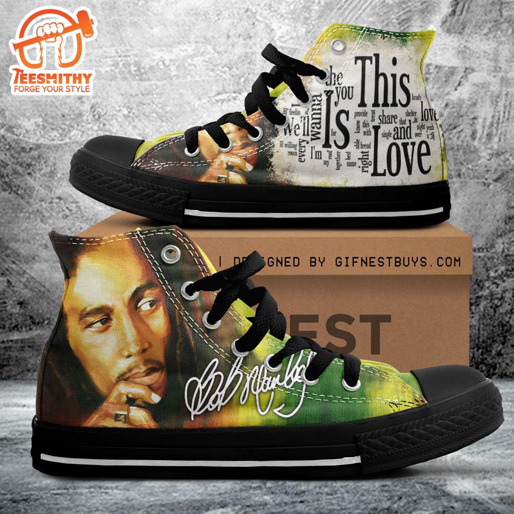 Bob Marley This Is Love, Bob Marley High Top Canvas Shoes, Bob Marley Fan