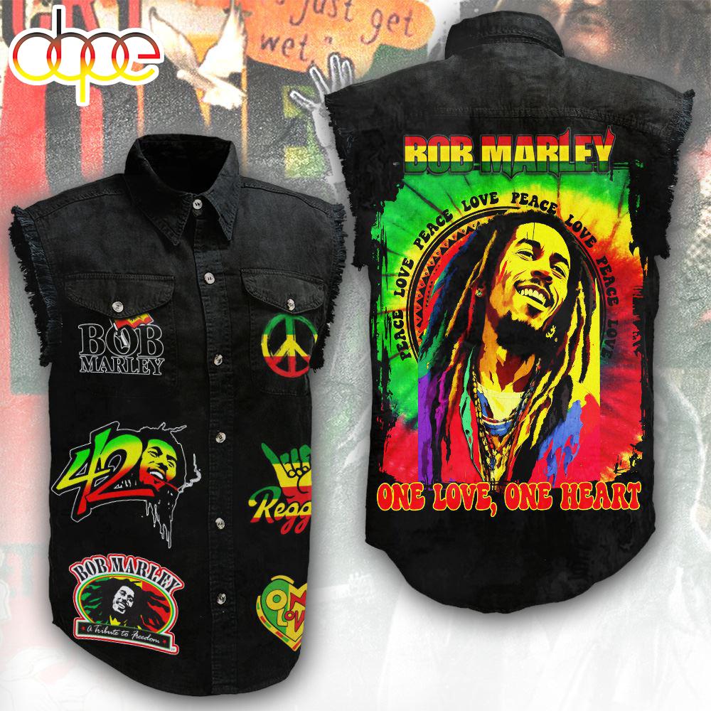 Bob Marley Tour Music Sleeveless Denim Shirt