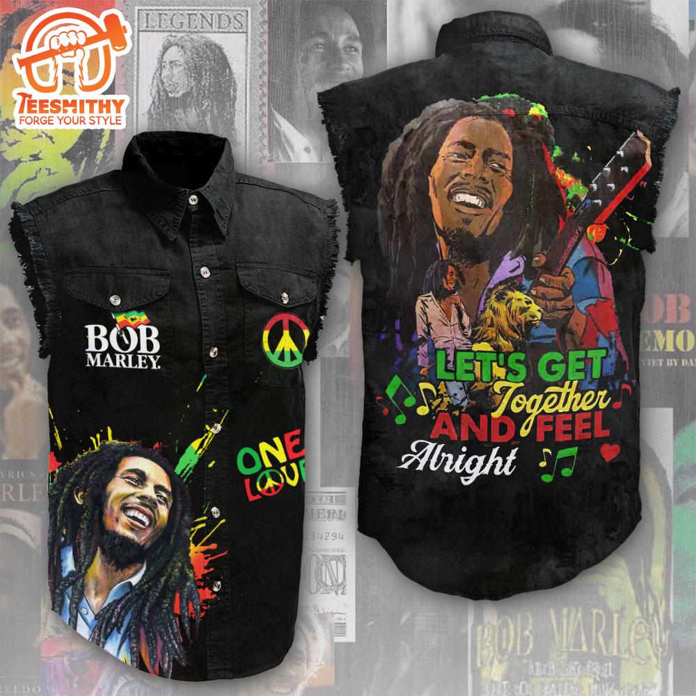 Bob Marley Tour Music Sleeveless Denim Shirts