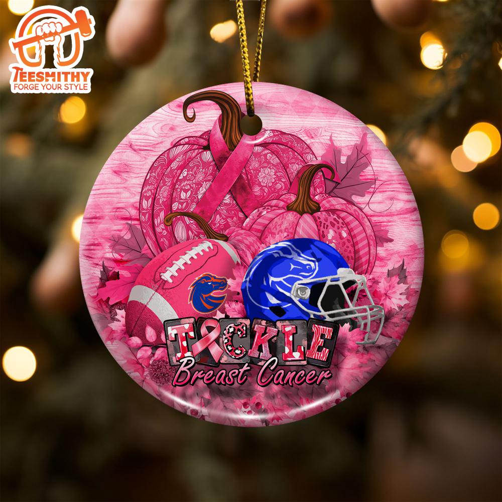 Boise State Broncos  Breast Cancer And Sport Team Ceramic Ornament – Breast Cancer Ornament