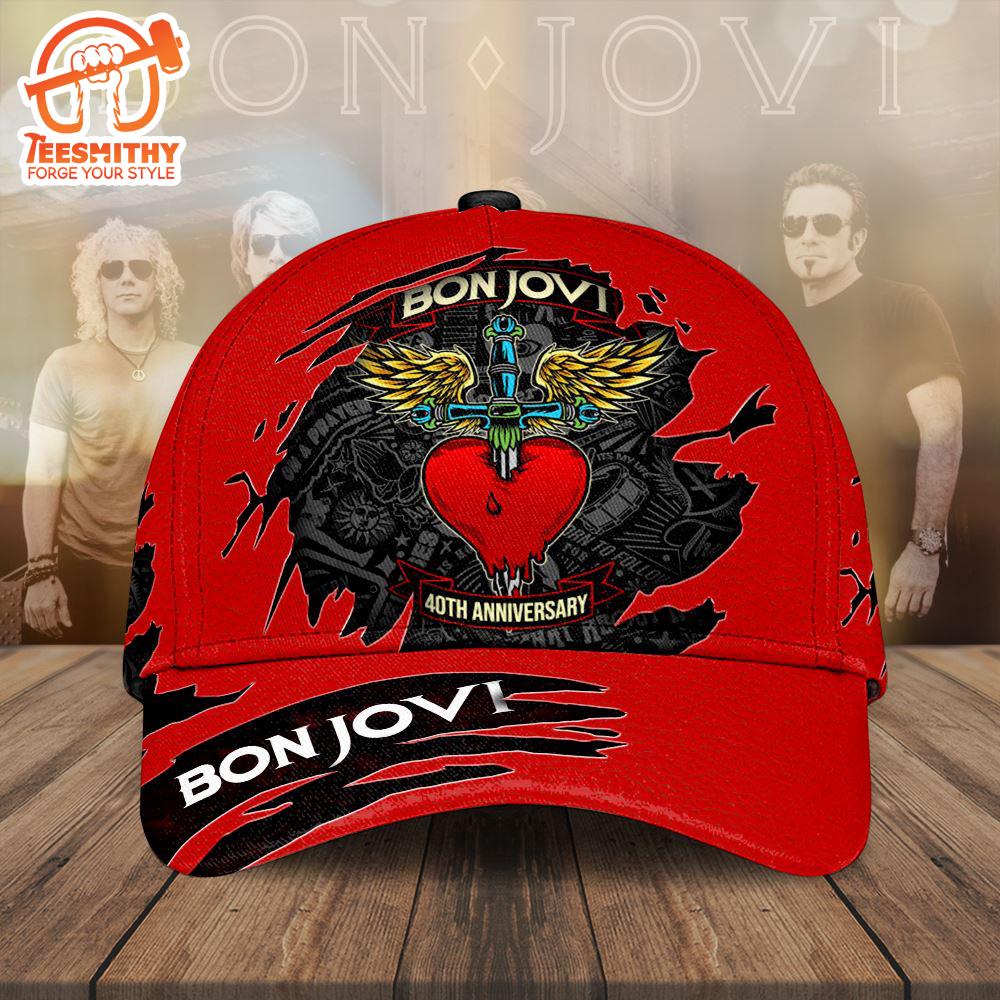 Bon Jovi 2024 Logo New, 3D Classic Hat Cap Gift Xmas