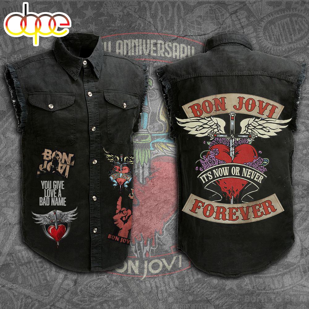 Bon Jovi 3D Lightweight Sleeveless Denim Shirt