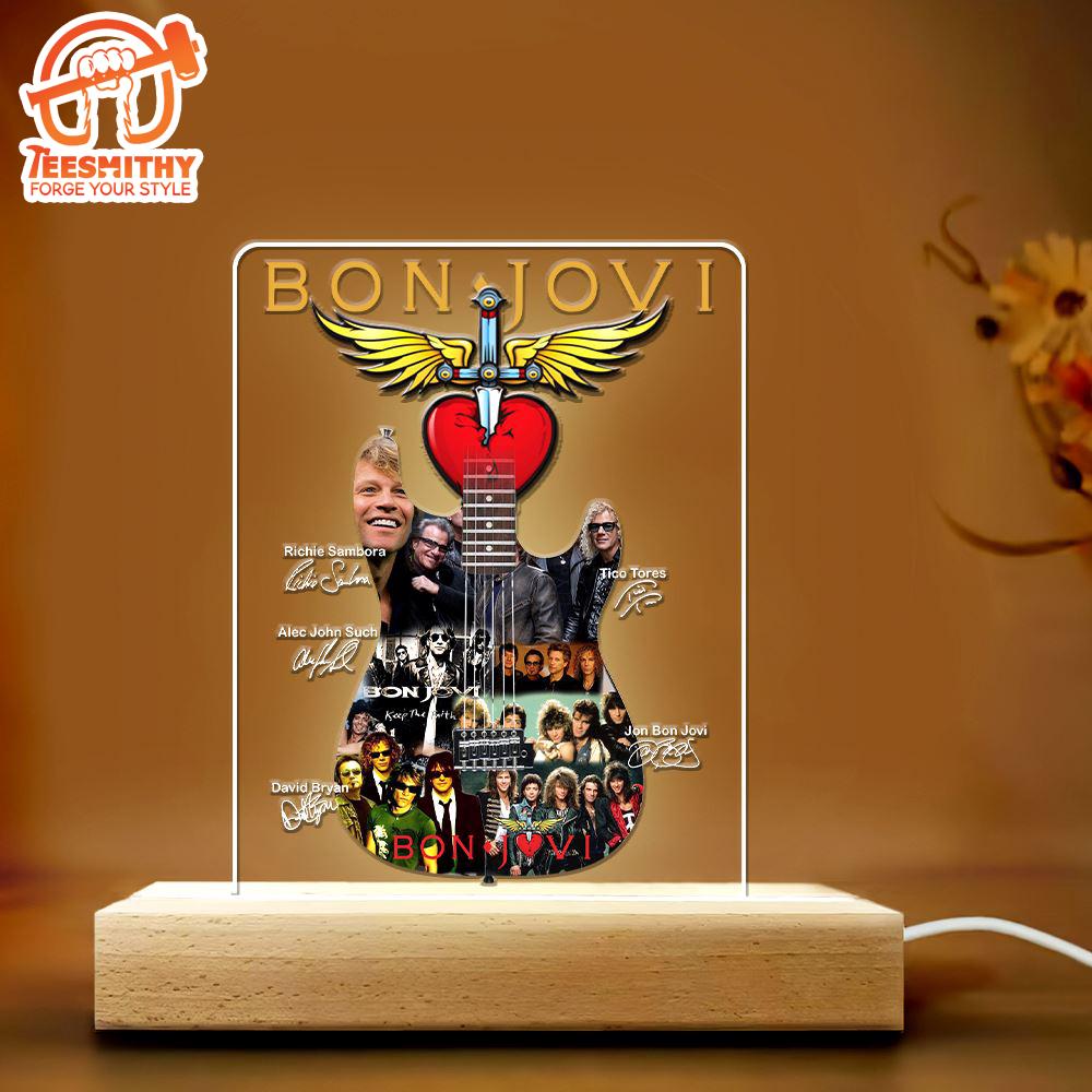 Bon Jovi Led Light With Wooden Base Gift Christmas