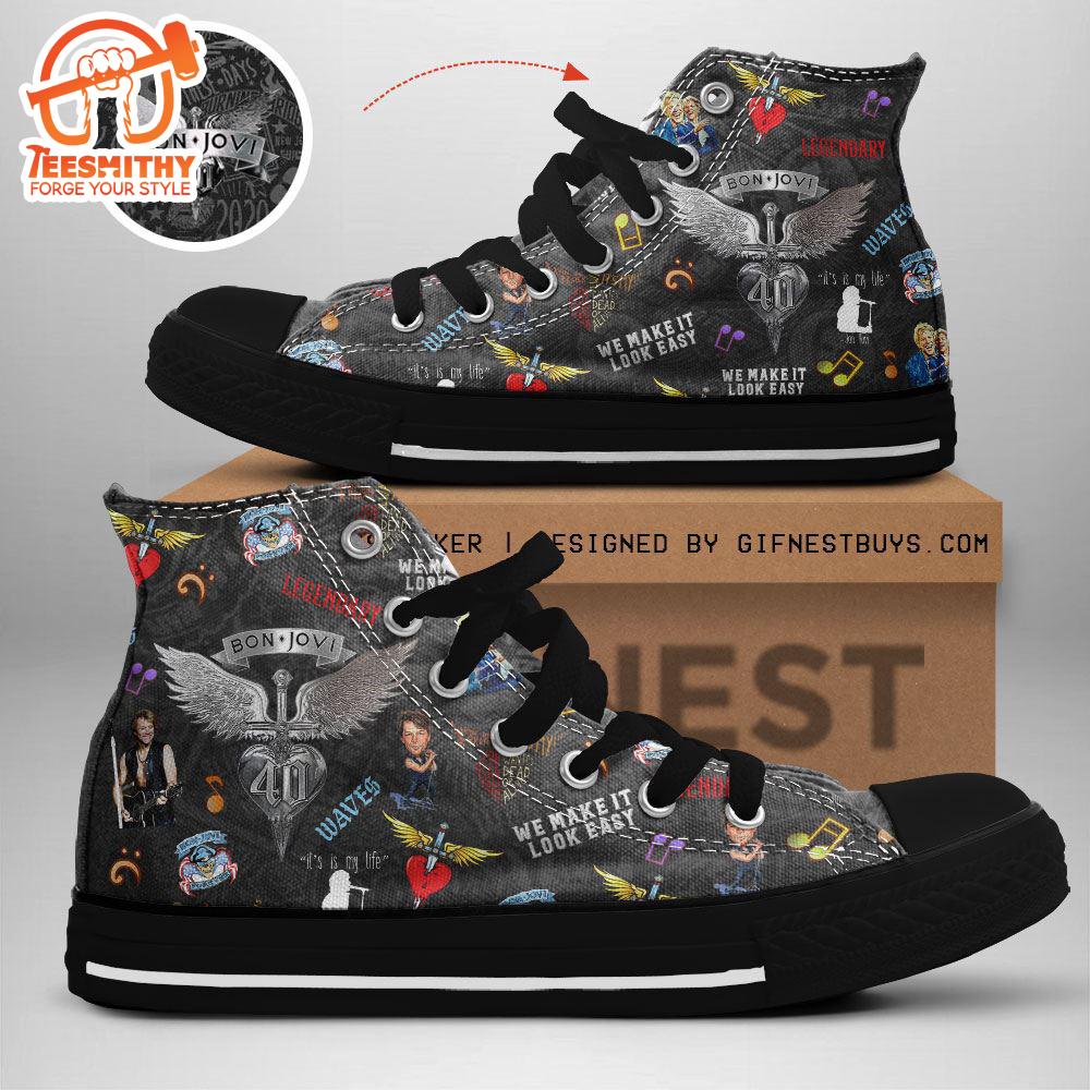 Bon Jovi Legendary, We Make It Look Easy, Bon Jovi High Top Canvas Shoes, Bon Jovi Gift