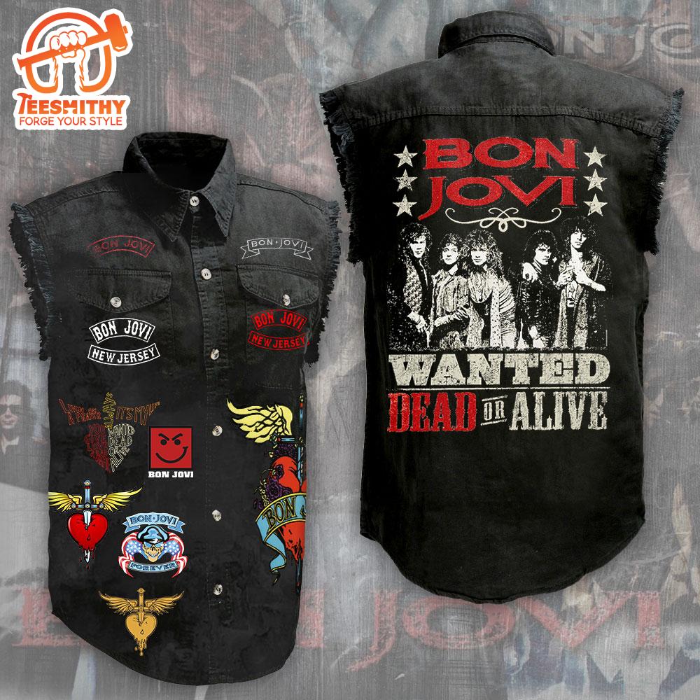 Bon Jovi Tour Music Sleeveless Denim Shirts