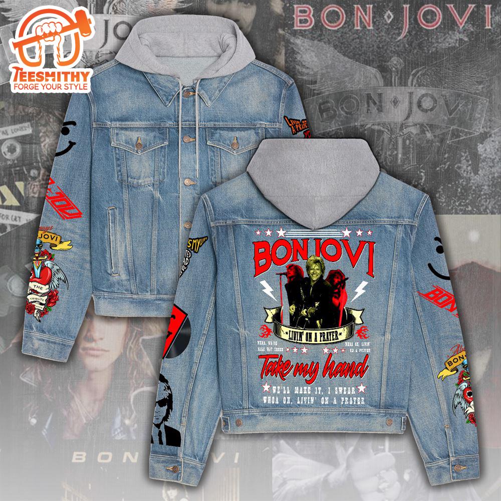 Bon Jovi Women’s Gift Christmas Denim Hood Jacket For Fans