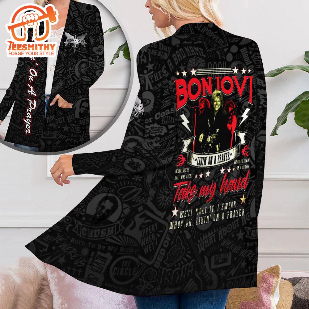 Bon Jovi Women’s Patch Pocket Cardigan Gift Christmas