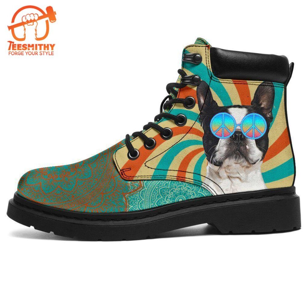 Boston Terrier Dog Boots Shoes Funny Hippie Style