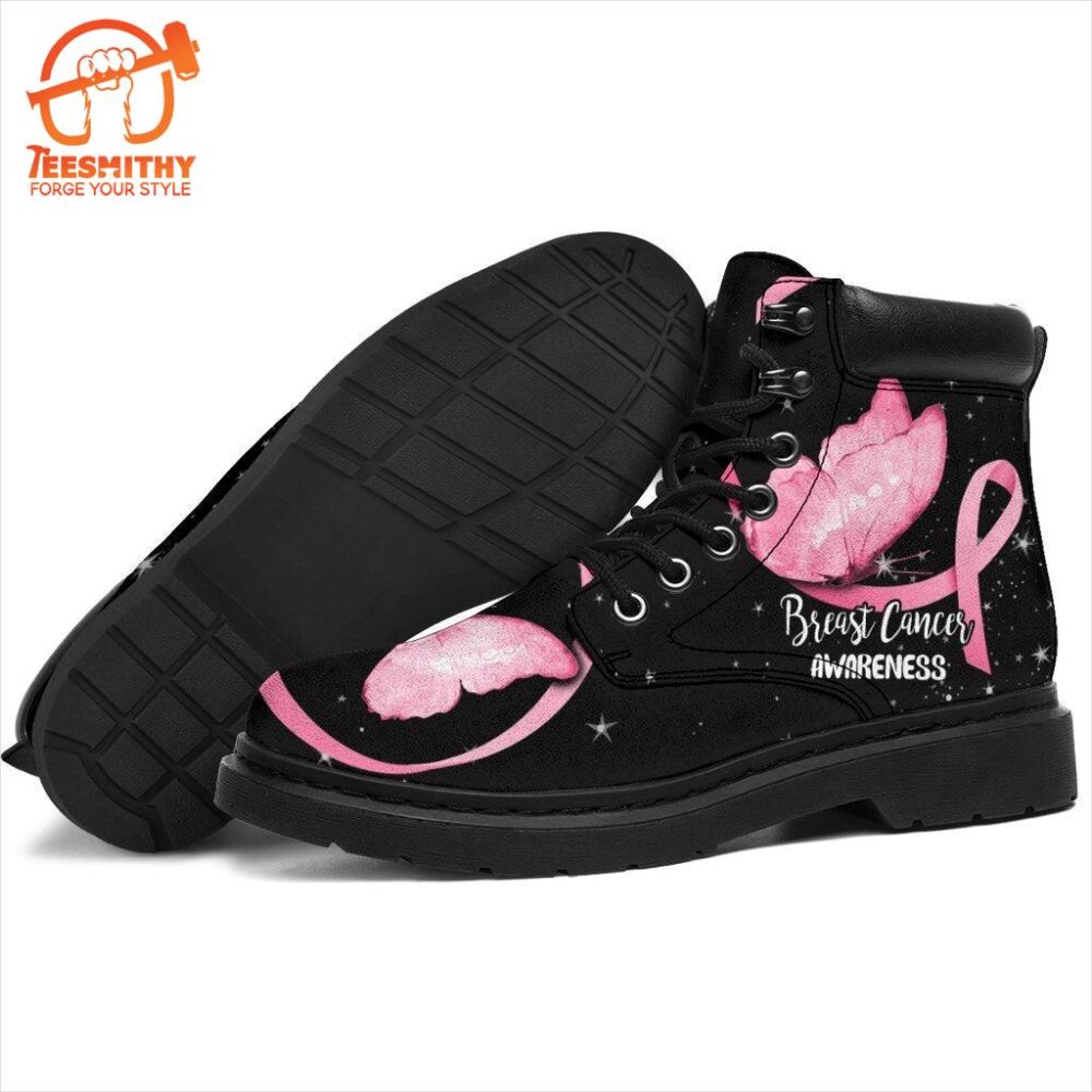 Breast Cancer Awareness Boots Ribbon Butterfly Shoes