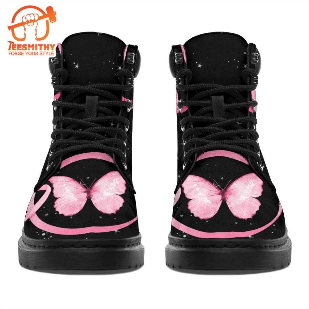 Breast Cancer Awareness Boots Ribbon Butterfly Shoes