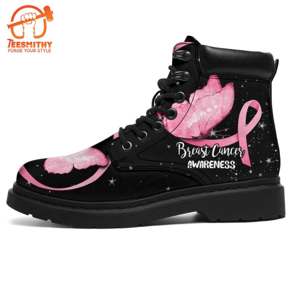 Breast Cancer Awareness Boots Ribbon Butterfly Shoes