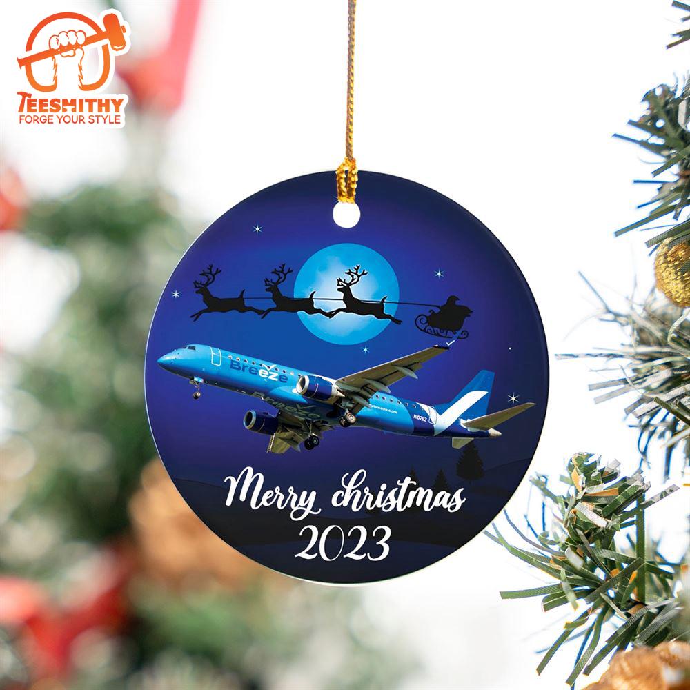 Christmas 2024  Breeze Airways E190 Merry Christmas 2023 Ceramic Ornament