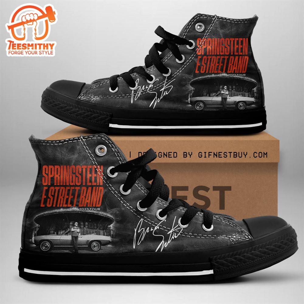 Bruce Springsteen E Street Band Black Shoes, Bruce Springsteen High Top Canvas Shoes