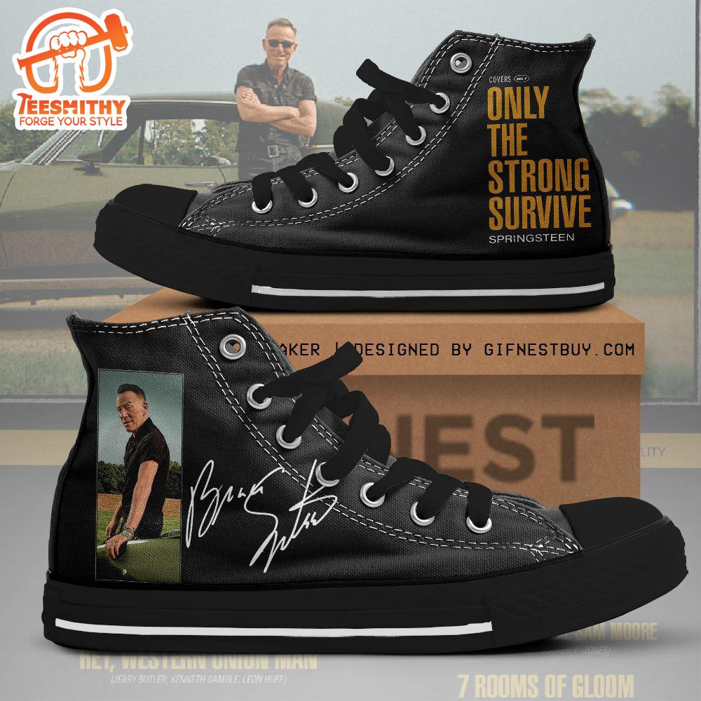 Bruce Springsteen Only The Strong Survive, Bruce Springsteen High Top Canvas Shoes