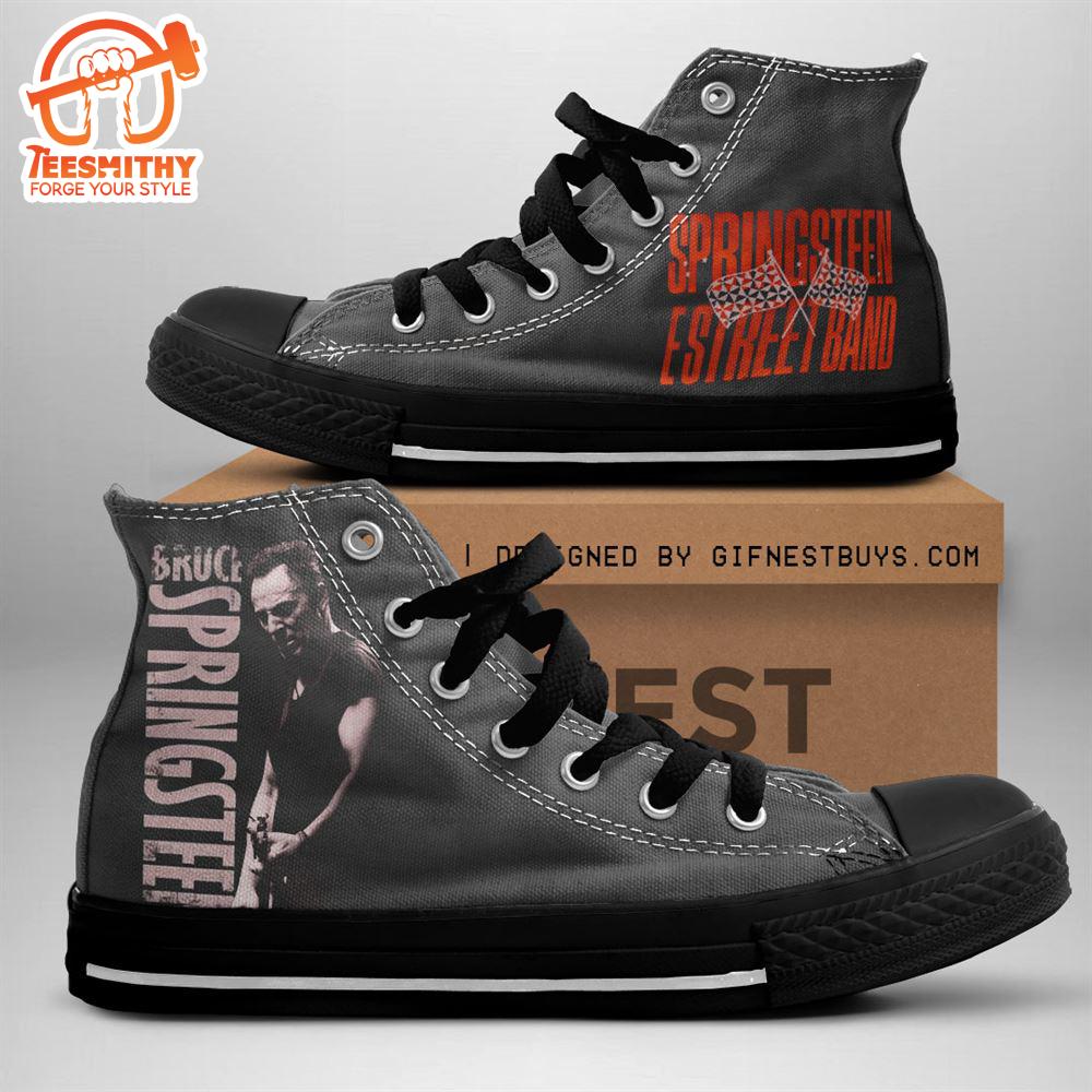 Bruce Springsteen X E Street Band Black Shoes, Bruce Springsteen High Top Canvas Shoes