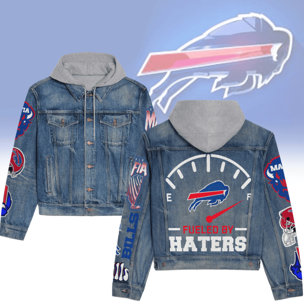 Buffalo Bills Men’s Premium Hooded Denim Jacket For Fans Version 1