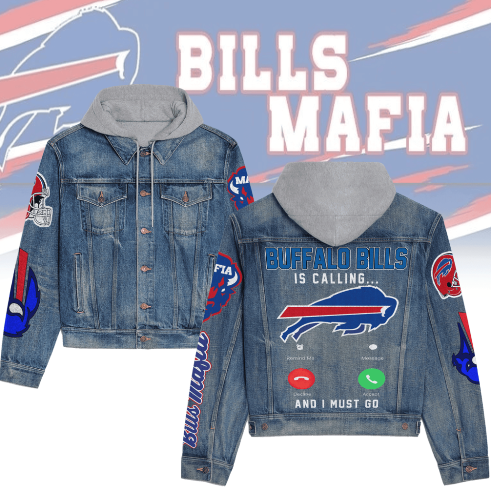 Buffalo Bills Men’s Premium Hooded Denim Jacket For Fans V5