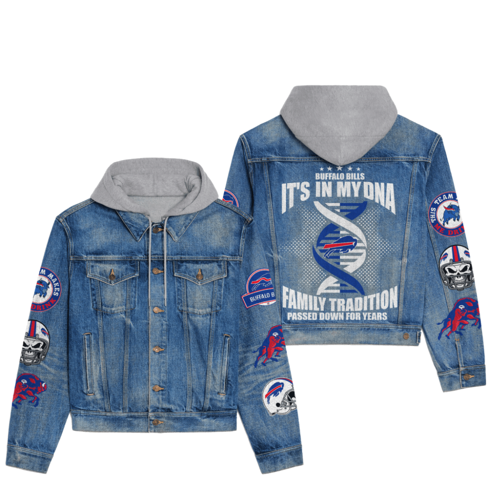 Buffalo Bills Men’s Premium Hooded Denim Jacket For Fans V3