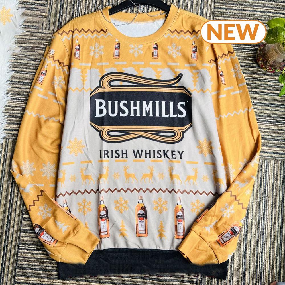 Bushmills Irish Whiskey Snowflakes Xmas  Ugly Christmas Sweater Shirt, Sweatshirt