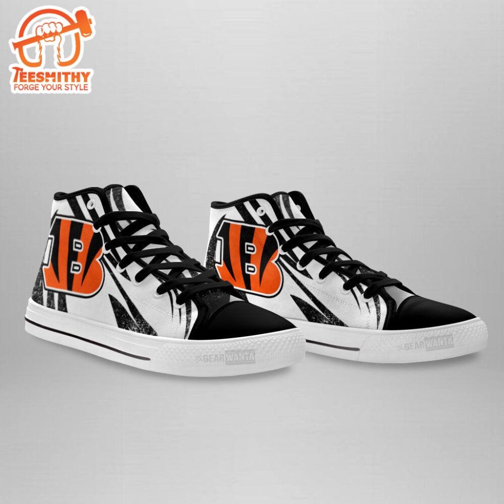 B&W Cincinnati Bengals High Top Shoes Custom Hockey Sport Sneakers