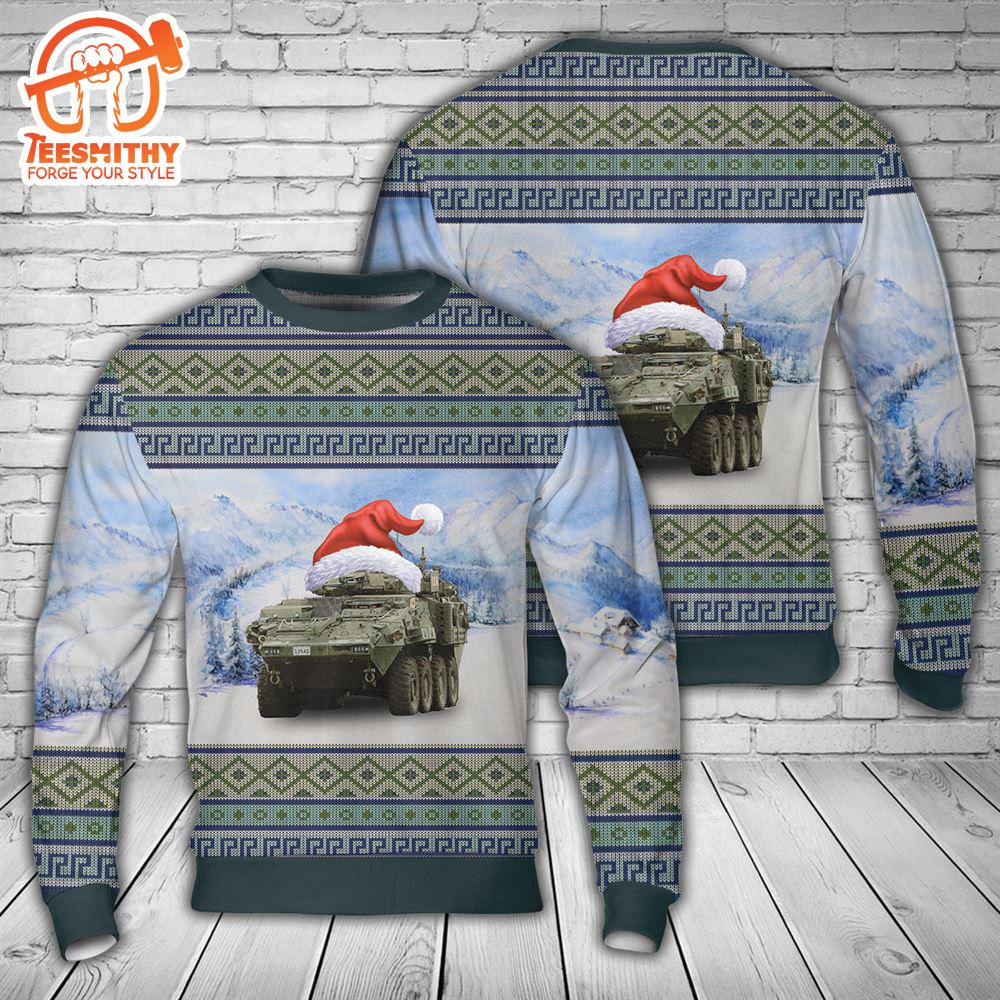 Canadian Army Light Armoured Vehicle (LAV) 6.0 Christmas AOP Sweater  Gift Christmas