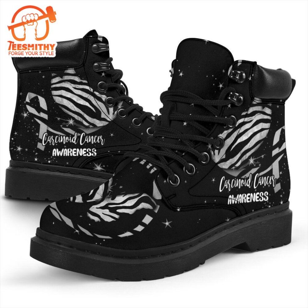 Carcinoid Cancer Awareness Boots Ribbon Butterfly Shoes