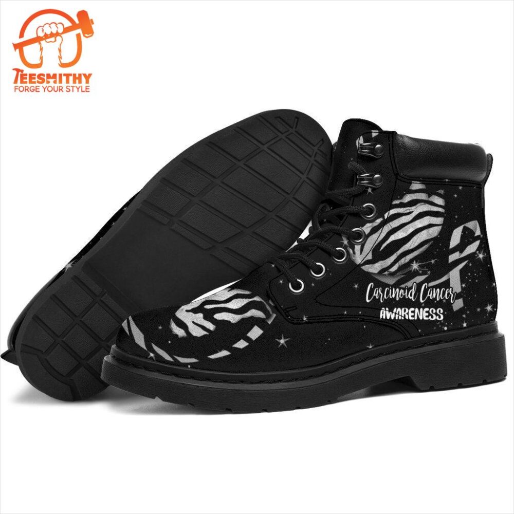 Carcinoid Cancer Awareness Boots Ribbon Butterfly Shoes