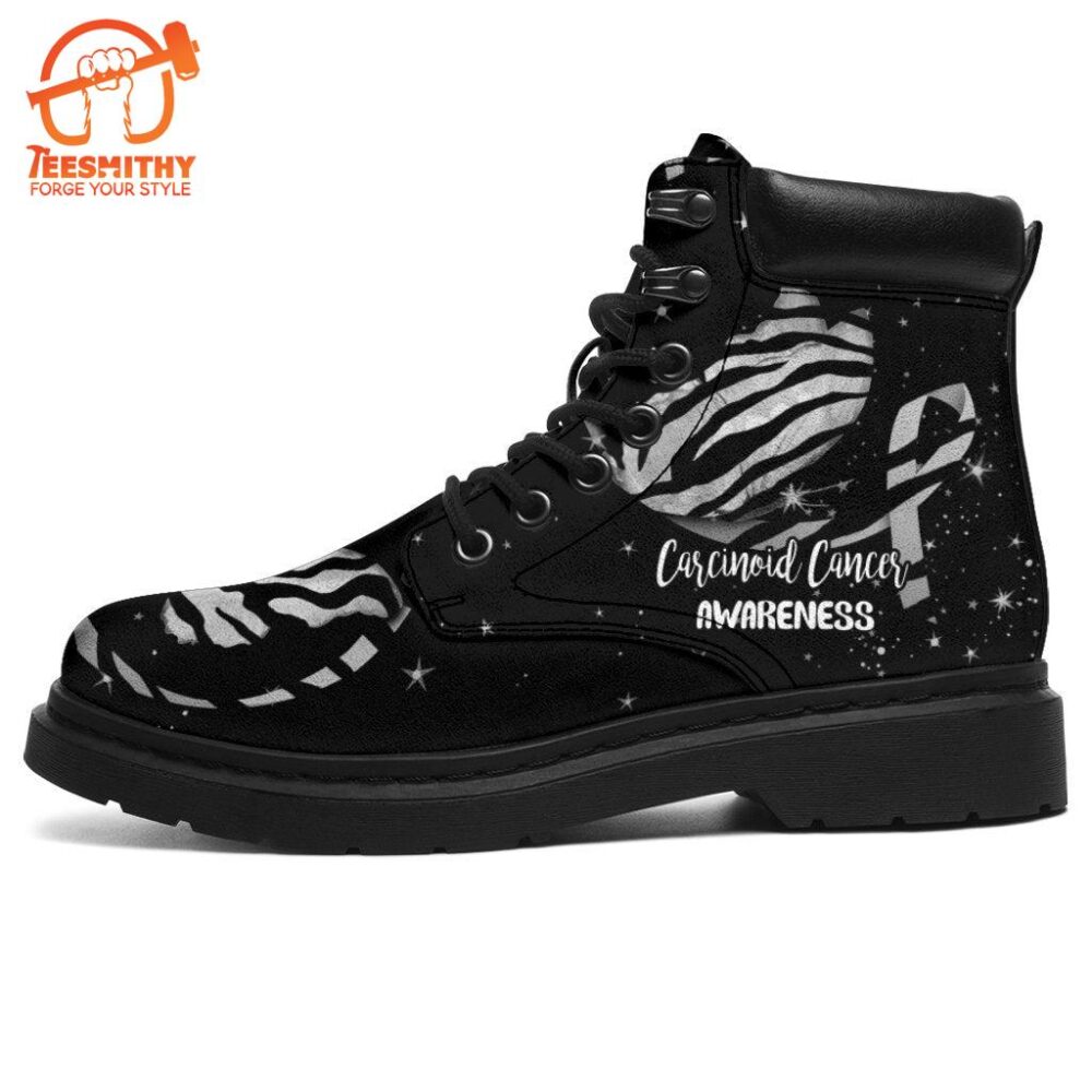 Carcinoid Cancer Awareness Boots Ribbon Butterfly Shoes