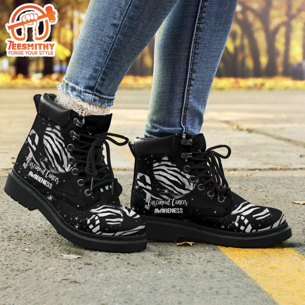 Carcinoid Cancer Awareness Boots Ribbon Butterfly Shoes