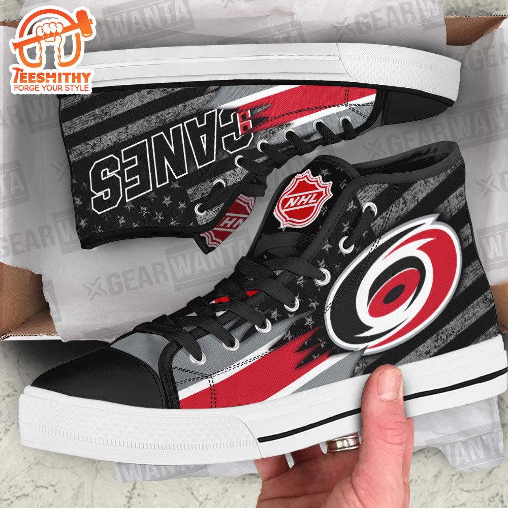 Carolina Hurricanes High Top Shoes Custom American Flag Sneakers