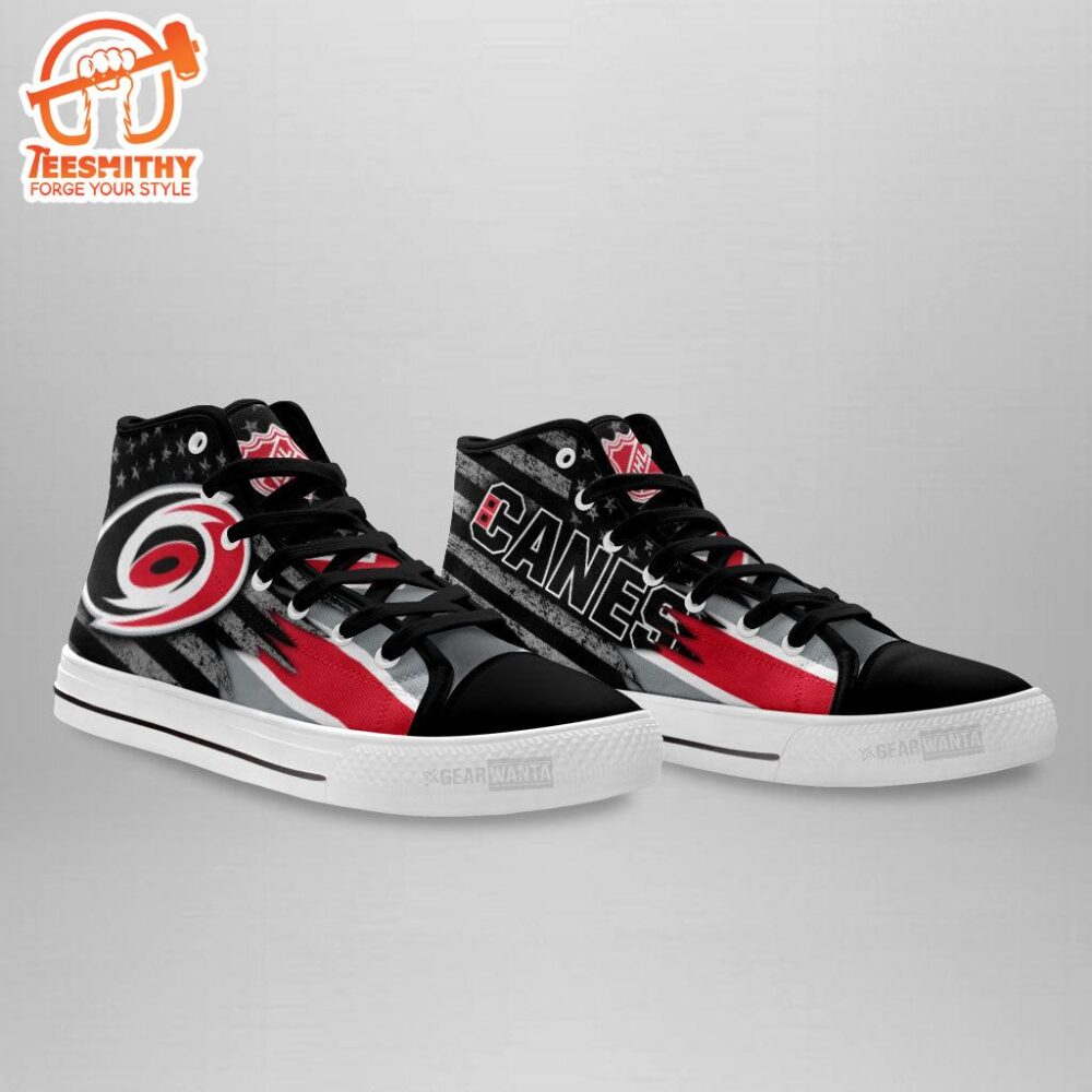 Carolina Hurricanes High Top Shoes Custom American Flag Sneakers